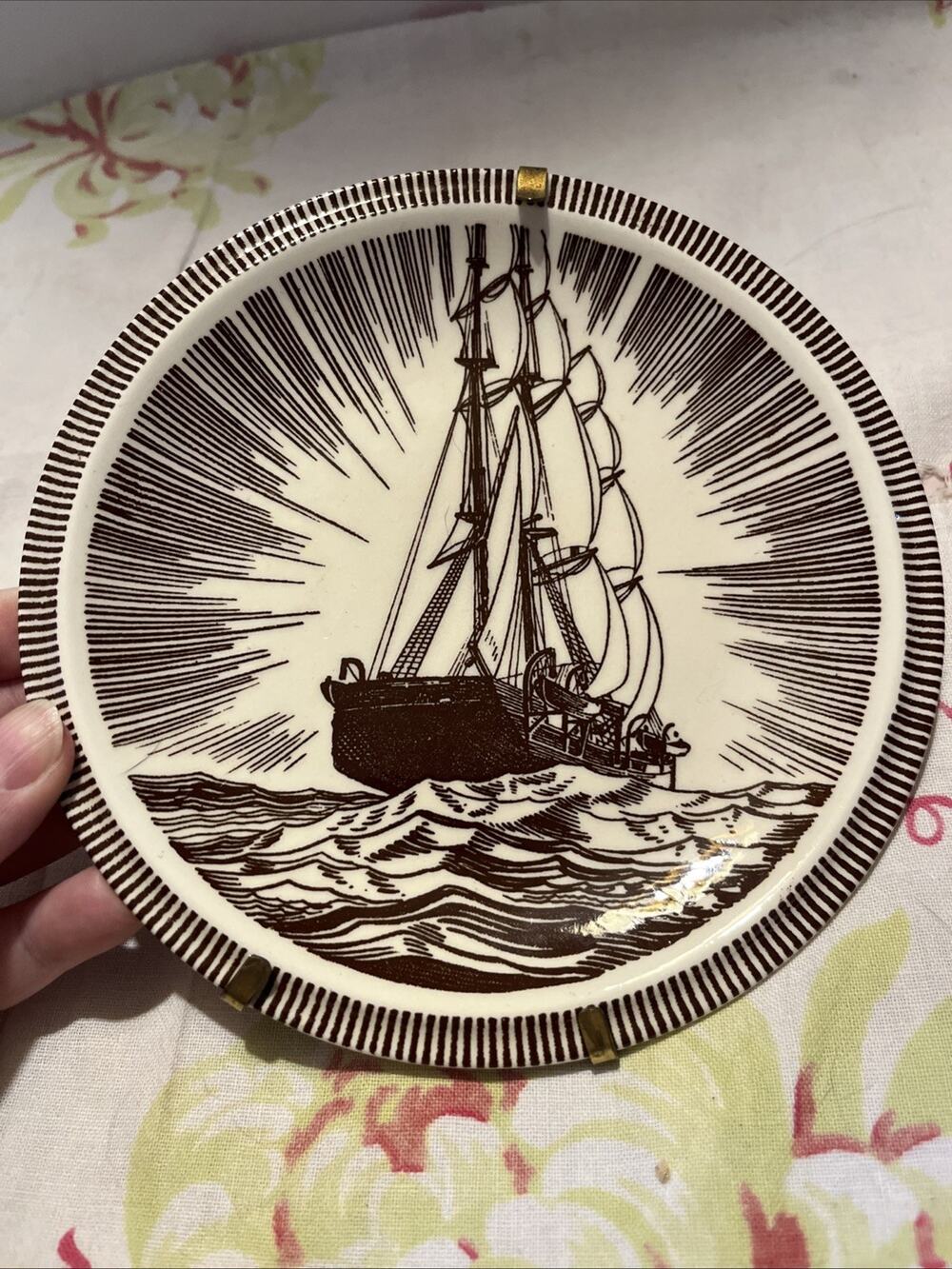 Rockwell Kent Moby Dick Dessert Salad Plate Vernon Kilns 6.5” Brown